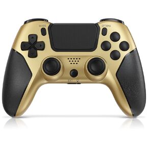 FASIGO Wireless PS4 Controller, Compatible with PS4/Slim/Pro Consoles and PC, Gold+Black