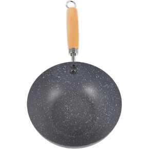 PRETYZOOM Small Nonstick Wok Pan Marble Pattern Frying Pan for Home Restaurant Use Iron Construction Comfortable Handle Rapid Heat Conduction for Cooking Eggs Pancakes