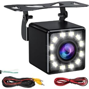Car Backup Camera, Waterproof HD 12 LED Night Vision Rear View Camera, 170° Wide View Angle Camera, Universal for Cars, SUV, Trucks, RV