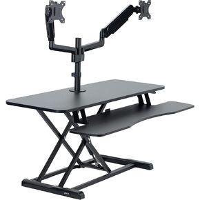 VIVO 42 inch Standing Desk Converter with Dual Monitor Mount for up to 32 inch Screens, Height Adjustable Riser with Pneumatic Spring Arms, Black, DESK-KIT-042K2K