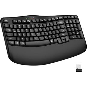 EDJO Ergonomic Wireless Keyboard with Wrist Rest, Wave Keys, Comfortable Natural Typing, 2.4GHz Ergo Wireless USB Computer Keyboard for Multi-OS, Windows, Mac OS, Laptop, PC (Black)