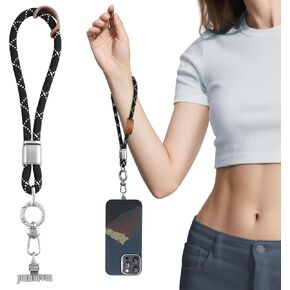 memumi Universal Adjustable Phone Strap, Wrist Lanyard for Phone, Anti-Theft Secure Lanyard, Cell Phone Hand Wrist Strap for Women, Premium Woven Material for Shopping, Travel Blue/white