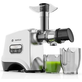 Eurolox Slow Masticating Juicer – Cold Press Machine for High-Yield Juice Extraction – Quiet & Powerful Juicer for Fruits and Vegetables – Easy to Clean, BPA-Free & Nutrient-Rich – Compact Design