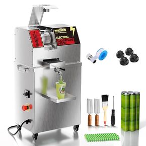 Commercial Sugar Cane Juicer Machine, 800W Heavy Duty Stainless Steel with Triple Rollers, 300KG/H High Efficiency, Easy-Clean Design for Juice Bars, Cafes