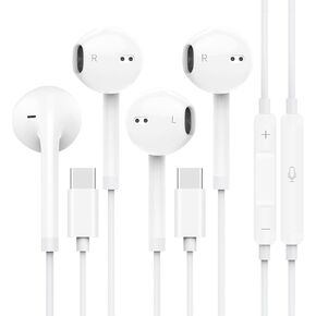USB C Headphones for iPhone 16 15, Wired Headphones USBC for iPad Pro Air Mini, iPad 10th, MacBook, Type C Earbuds for Samsung, Google Pxiel, Earphones for Lenovo, Dell, Microphone, Volume Control