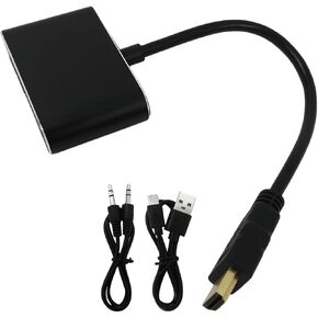 USonline911 2 in 1 HDMI to VGA+HDMI Adapter for Windows for Mac for Linux, 1080P Converter with Audio Port from Computer/Laptop HDMI Source to HDMI/VGA TV/Monitor, Supports Dual Monitor