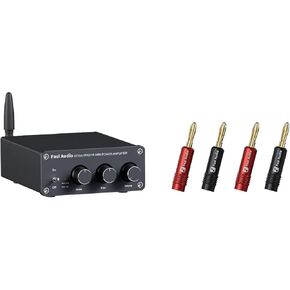 Fosi Audio Banana Plugs for Speaker Wire and Fosi Audio BT20A Bluetooth Stereo Amplifier