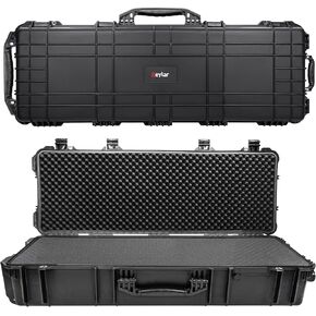 Eylar 44" Inch XL Deep Protective Roller Rifle Hard Case with Foam, Waterproof & Crushproof, Three to Four Rifles Or Multiple Guns, Pressure Valve with Lockable Fittings