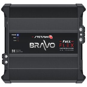 Stetsom Bravo Full Flex 3K - Mono Digital Amplifier, 3000W RMS, Smart & Auto Flexible Impedance 0.5-2 Ohms, Full Range Amplifier, Stable Power 3000W RMS from 0.5, 1, to 2 Ohms Impedance