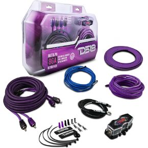 DS18 AKIT8.PU 8 -GA MOPPLIFIER AMPLIFIER ARILITION TIRE - تصل إلى 840 واط كحد أقصى ، حامل الصمامات ANL مع 60A ، كابلات مكبر الصوت و RCA ، مجموعة الأسلاك المضخم CCA ، الأسلاك الفائقة ، Amp Wire Kit 8 GAUGE - PURPLE