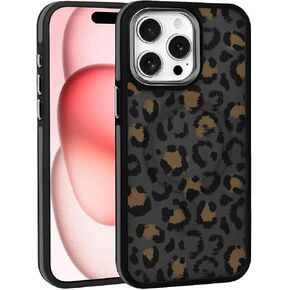 Case for iPhone 16, Compatible with Magsafe, Full Camera Protection Translucent Matte, Girls Women Shockproof Protective Magnetic Cover - Brushed Style Leopard Print Pattern