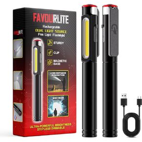 Pen Light Flashlight, 800 Lumens LED Pen Flashlights Rechargeable 6 Modes COB Magnetic Flashlight with Clip Bright Pocket Flashlights Work Light Portable Waterproof Durable Penlight for Nurse