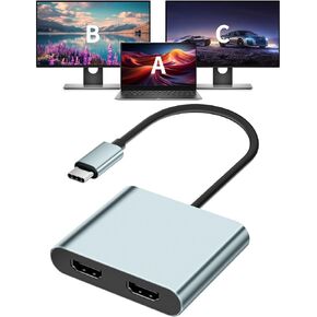USB C to Dual HDMI Adapter, 4K@60Hz Type-C to HDMI Splitter for Dual Monitors Extend Display for MacBook Pro/Air, Dell XPS 13/15/17, HP, Lenovo, Samsung Galaxy, Surface Type C Laptop