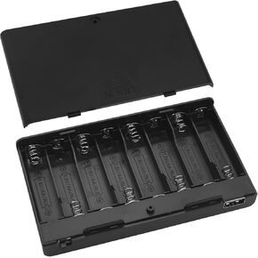 حامل بطارية USB المدمج 8pcs AA 12V 5 مع غطاء وتبديل حامل البطارية لأضواء الشريط ألعاب القفل الباب الأسود