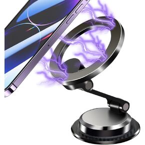 YAOKEE Magnetic Car Phone Holder for Magsafe [N55 Strong Magnets], 360°Rotation Dashboard Magnetic Phone Holder for Car, Folding car Magnet Phone Mount, Car Mount for iPhone 16 15 14 13 Pro Max