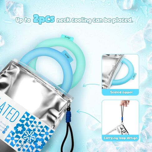 Kids Neck Cooling Tube with Insulated Bag, Ice Cooler Ring for Kids Wearable Body Cooling Products for Outdoor Indoor, Neck Coolers for Summer Hot Weather (Blue) in Saudi Arabia