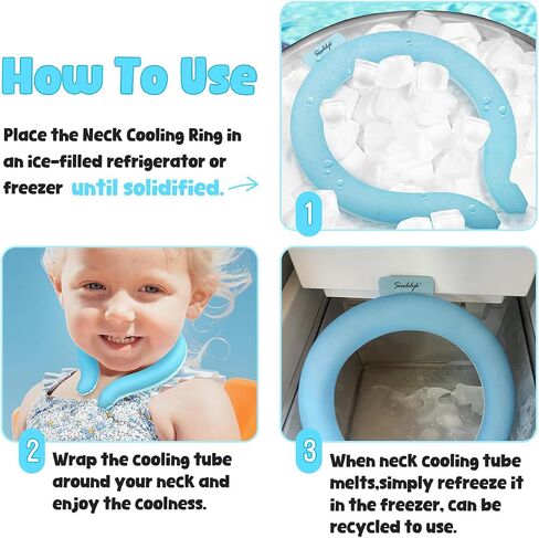 Kids Neck Cooling Tube with Insulated Bag, Ice Cooler Ring for Kids Wearable Body Cooling Products for Outdoor Indoor, Neck Coolers for Summer Hot Weather (Blue) in Saudi Arabia