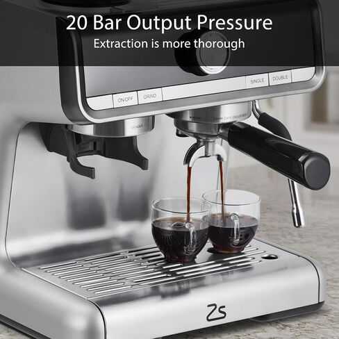 20 Bar Espresso Machine ，with Built-in Grinder & Milk Frother, Professional Stainless Steel Coffee Maker for Home, Café-Quality Latte & Cappuccino in Saudi Arabia