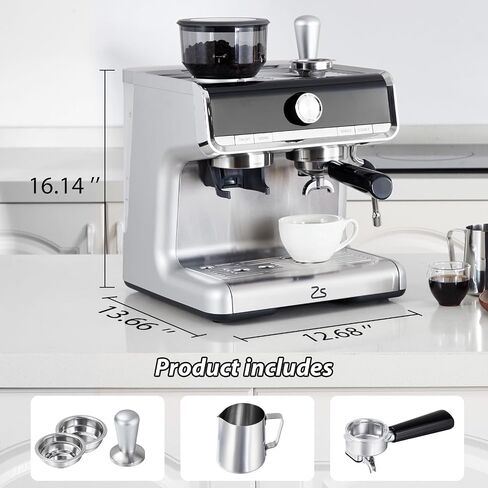 20 Bar Espresso Machine ，with Built-in Grinder & Milk Frother, Professional Stainless Steel Coffee Maker for Home, Café-Quality Latte & Cappuccino in Saudi Arabia