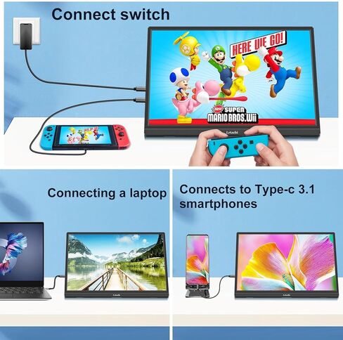 شاشة محمولة 15.6 بوصة تعمل باللمس، USB C HDMI 1080P IPS شاشة خارجية ثانية للكمبيوتر المحمول والهاتف PC Raspberry pi PS4 Switch MacBook، الشاشات in Kuwait