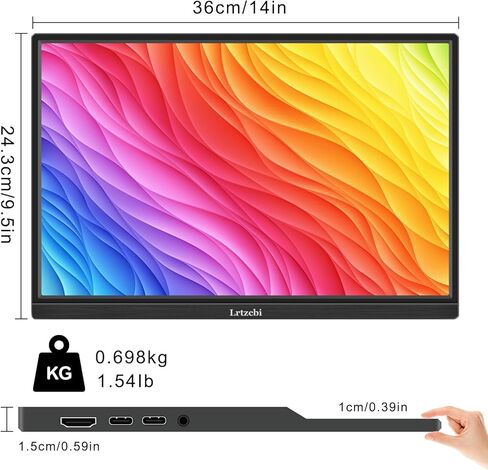 شاشة محمولة 15.6 بوصة تعمل باللمس، USB C HDMI 1080P IPS شاشة خارجية ثانية للكمبيوتر المحمول والهاتف PC Raspberry pi PS4 Switch MacBook، الشاشات in Kuwait