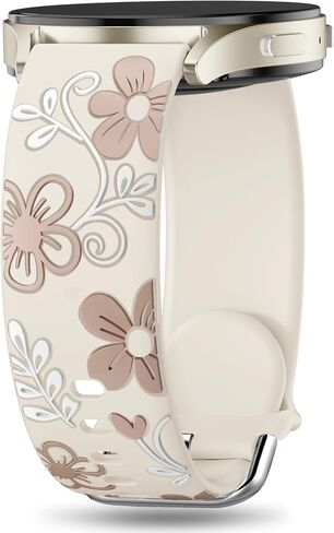 Witzon Floral Band متوافق مع Samsung Galaxy Watch 7 Band/Fe 6 5 4 40mm 44mm ، Galaxy Active 2 ، 20mm Watch Band محفورة بالزهرة اللطيفة الناعمة السيليكون الناعمة. in Kuwait