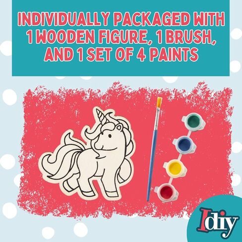 Kids Party Dino Wood Painting Craft Kits (20ct)- Dinosaur Designs- Each Kit Has its Own Brush, Paint, & Figure- Fun, Unique Christmas Holiday Party Activity, Favors or Classroom School Projects Gift in Saudi Arabia