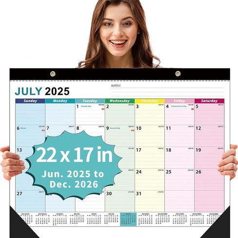 تقويم المكتب 2024-2025، يغطي تقويم الحائط AgePlace يوليو 2024 إلى ديسمبر 2025، حجم كبير 17 بوصة × 12 بوصة، يتضمن تذكيرات للعطلات والعطلات (OSFG)... in Kuwait