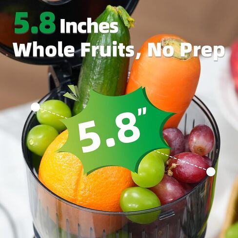 Godspeeds® Cold Press Juicer Machine, Slow Juicer with 5.8" Wide Feed Chute, Easy Clean Toothed Filter & Powerful Masticating Technology - Ideal Gift for Health-Conscious & Fitness Fans in Saudi Arabia