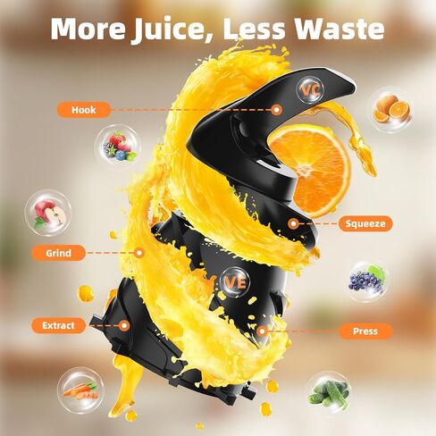 Godspeeds® Cold Press Juicer Machine, Slow Juicer with 5.8" Wide Feed Chute, Easy Clean Toothed Filter & Powerful Masticating Technology - Ideal Gift for Health-Conscious & Fitness Fans in Saudi Arabia