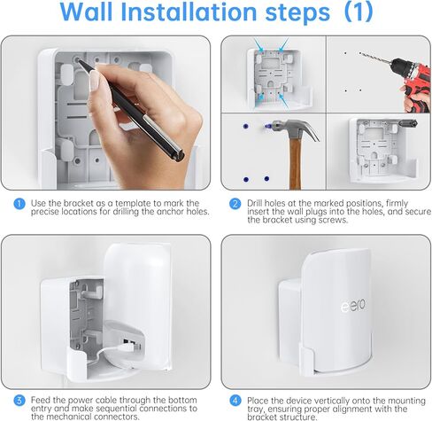 QUIDDITY eero Pro 7 Wall Mount Kit – Outlet & Wall Mount Bracket for Space Saving and Cable Management, Compatible with eero Pro 7 Tri-Band Mesh Wi-Fi 7 Router – White (1 Pack) in Kuwait
