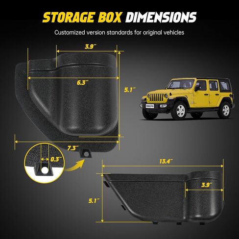 جيوب تخزين للباب MIKKUPPA JL - جيوب للأبواب الأمامية متوافقة مع 2018-2023 Jeep Wrangler JL JLU 2/4 باب، ملحقات تخزين داخلية، قطعتين باللون الأسود in Kuwait