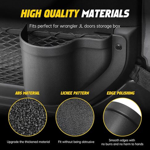 جيوب تخزين للباب MIKKUPPA JL - جيوب للأبواب الأمامية متوافقة مع 2018-2023 Jeep Wrangler JL JLU 2/4 باب، ملحقات تخزين داخلية، قطعتين باللون الأسود in Kuwait