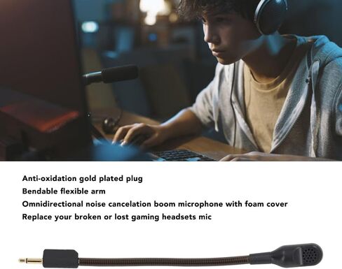 Mic Replacement for Razer BlackShark V2 BlackSharV2 Pro Gaming Headset, 3.5mm Noise Cancelling Game Boom Microphone for BlackShark V2 BlackSharV2 Pro (White) in Saudi Arabia