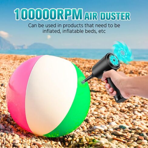 مضغوطة-ثيتر كهروضوئية-12،0000 دورة في الدقيقة -AIR مع ضوء LED ، 3 ترس 7600 مللي أمبير في الساعة منفاخ طائرة قابلة لإعادة الشحن لمنظف لوحة مفاتيح الكمبيوتر للسيارة طائرة مروحة للسيارة الجافة in Kuwait