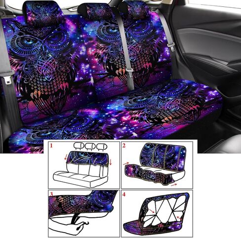 Riakrum 15 Pcs Boho Hippie car seat Covers Full Set，Daisy Rear Front Seat Protector Steering Wheel Cover Seat Belt Cover Armrest Pad Cup Mat Keychain Wrist Strap,Cute Car Accessories for Women in Saudi Arabia