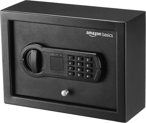 Amazon Basics درج مكتب صغير نحيف آمن مع لوحة مفاتيح إلكترونية قابلة للبرمجة، أسود، 11.8 بوصة عرض × 8.6 بوصة عمق × 4.4 بوصة ارتفاع in Saudi Arabia