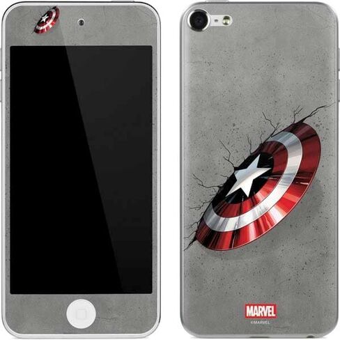 Skinit Decal MP3 Player Skin Compatible with iPod Touch (6th Gen 2015) - Officially Licensed Marvel Captain America Shield Break Design in Kuwait