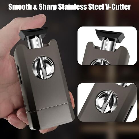 Torch Lighter, Built-in Cutter, Holder Function, All-in-One Jet Flame Butane Refillable Lighter, Gifts for Men, Adjustable Flame, Windproof Multifunctional Lighter(Without Gas) in Saudi Arabia