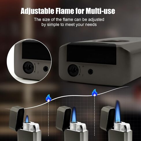 Torch Lighter, Built-in Cutter, Holder Function, All-in-One Jet Flame Butane Refillable Lighter, Gifts for Men, Adjustable Flame, Windproof Multifunctional Lighter(Without Gas) in Saudi Arabia