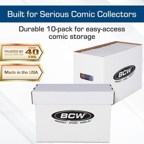 BCW Short Comic Storage Box - 20 ct | White Corrugated Paper, 200 lb. Test Strength | Stackable, Holds 150-175 Current and Silver Age Comics | Comic Storage for Collectible Comics | Assembly Required in Saudi Arabia