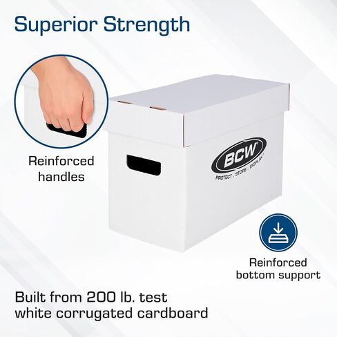 BCW Short Comic Storage Box - 20 ct | White Corrugated Paper, 200 lb. Test Strength | Stackable, Holds 150-175 Current and Silver Age Comics | Comic Storage for Collectible Comics | Assembly Required in Saudi Arabia
