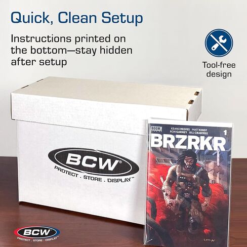 BCW Short Comic Storage Box - 20 ct | White Corrugated Paper, 200 lb. Test Strength | Stackable, Holds 150-175 Current and Silver Age Comics | Comic Storage for Collectible Comics | Assembly Required in Saudi Arabia