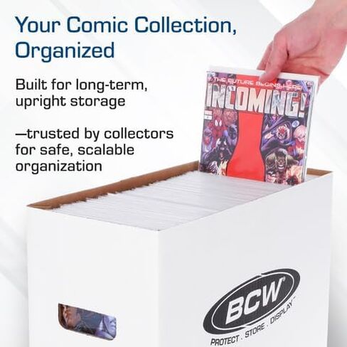 BCW Short Comic Storage Box - 20 ct | White Corrugated Paper, 200 lb. Test Strength | Stackable, Holds 150-175 Current and Silver Age Comics | Comic Storage for Collectible Comics | Assembly Required in Saudi Arabia