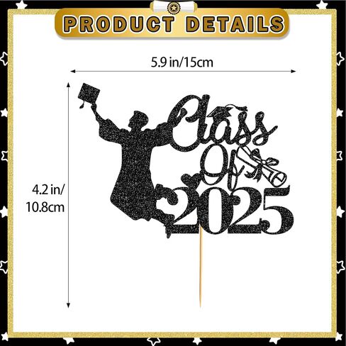 Out First Grade Cake Topper Class Of 2024 Graduation Party Cake Decorations First Grade Graduation Party Decorations Supplies Glitter Black in Saudi Arabia