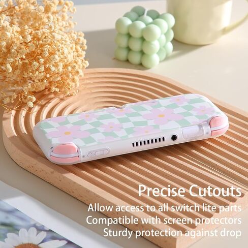 Case for Nintendo Switch Lite Protective Accessories Soft Silicone Cover Shell Compatible ONLY for Switch Lite Sage Green Checker Anti-Drop Shock Proof Aesthetic Protector in Saudi Arabia