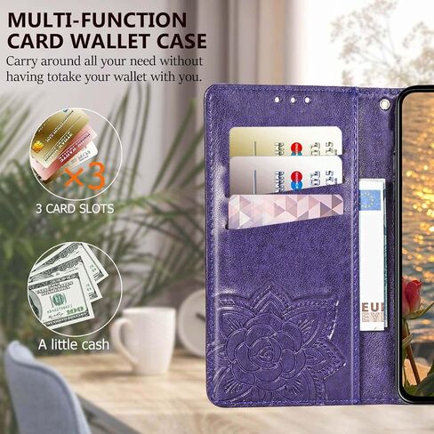 for Galaxy S25 5G Phone Case Wallet,Women Flip Folio Cover with Credit Card Holders Slots Butterfly Embossed PU Leather Kickstand Wrist Strap Purse for Samsung S25 (Purple) in Saudi Arabia
