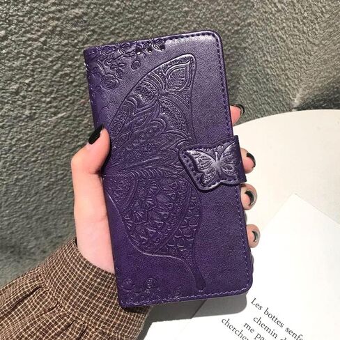 for Galaxy S25 5G Phone Case Wallet,Women Flip Folio Cover with Credit Card Holders Slots Butterfly Embossed PU Leather Kickstand Wrist Strap Purse for Samsung S25 (Purple) in Saudi Arabia
