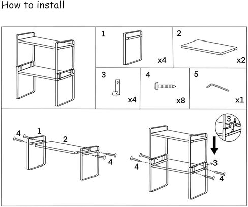 رف منظم لسطح المكتب، رف تخزين منظم من طبقة واحدة إلى طبقتين، رف كتب خشبي لسطح المكتب، تخزين لطيف لخزانة الملابس، رف منظم عرض صغير للمكتب، المطبخ، غرفة النوم، الحمام (طبقتين - إطار أسود) in Kuwait