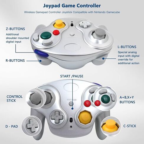Artmavin Wireless Game Controller with Receiver Compatible for Nintendo GameCube GC NGC Console - Silver in Saudi Arabia